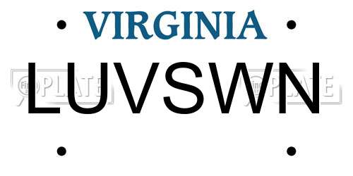 LUVSWN Virginia License Plate
