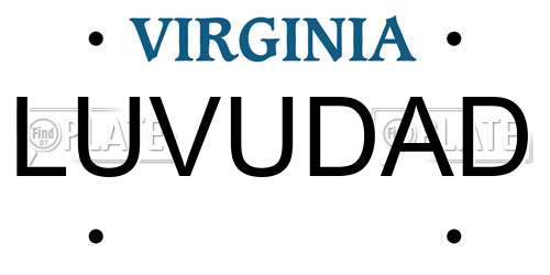 LUVUDAD Virginia License Plate