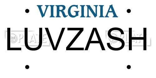 LUVZASH Virginia License Plate