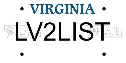 LV2LIST Virginia License Plate