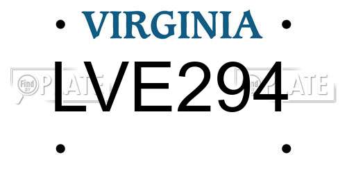 LVE294 Virginia License Plate