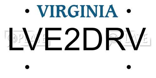 LVE2DRV Virginia License Plate