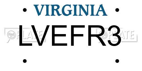 LVEFR3 Virginia License Plate