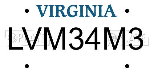 LVM34M3 Virginia License Plate