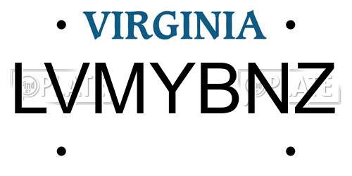 LVMYBNZ Virginia License Plate