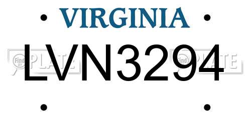 LVN3294 Virginia License Plate