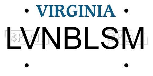 LVNBLSM Virginia License Plate