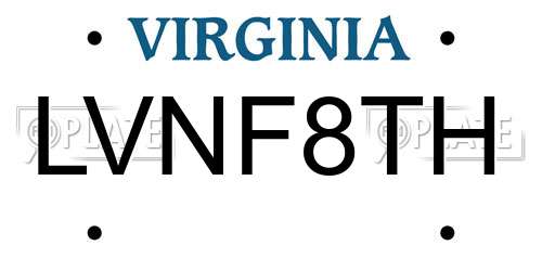 LVNF8TH Virginia License Plate