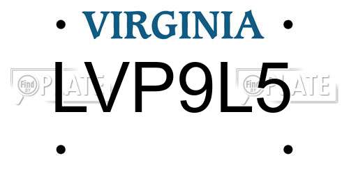 LVP9L5 Virginia License Plate
