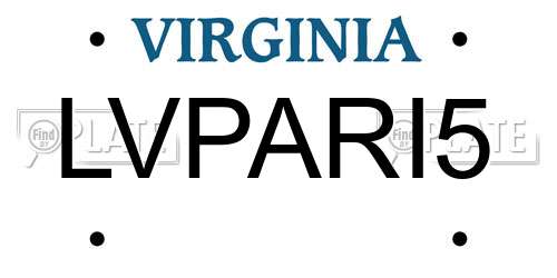LVPARI5 Virginia License Plate