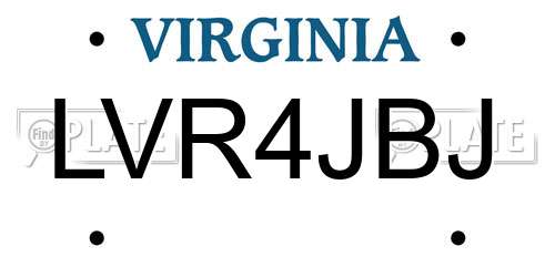 LVR4JBJ Virginia License Plate