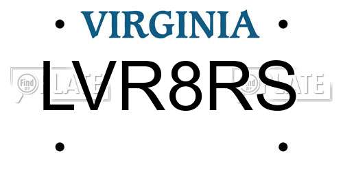 LVR8RS Virginia License Plate
