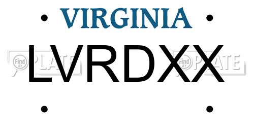 LVRDXX Virginia License Plate