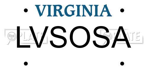 LVSOSA Virginia License Plate