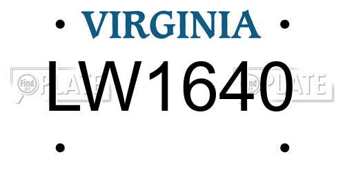 LW1640 Virginia License Plate