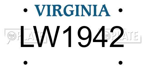 LW1942 Virginia License Plate