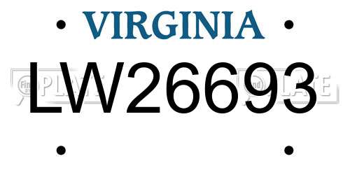 LW26693 Virginia License Plate