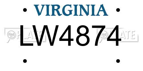 LW4874 Virginia License Plate