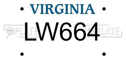 LW664 Virginia License Plate