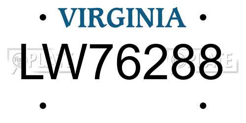 LW76288 Virginia License Plate