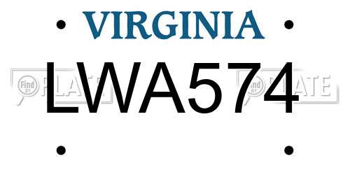 LWA574 Virginia License Plate