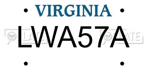 LWA57A Virginia License Plate