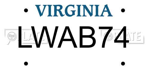 LWAB74 Virginia License Plate