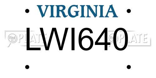 LWI640 Virginia License Plate