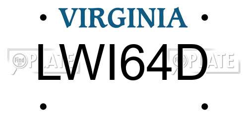 LWI64D Virginia License Plate