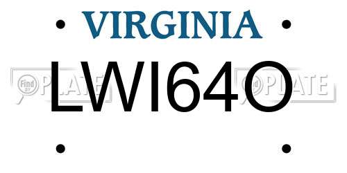 LWI64O Virginia License Plate