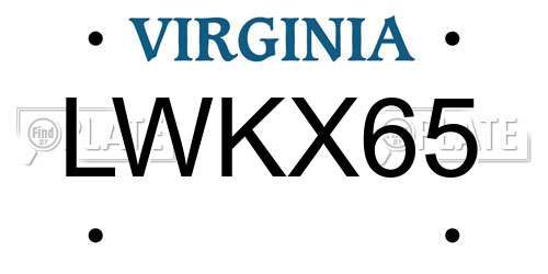 LWKX65 Virginia License Plate