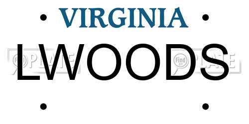 LWOODS Virginia License Plate