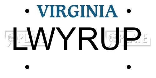 LWYRUP Virginia License Plate