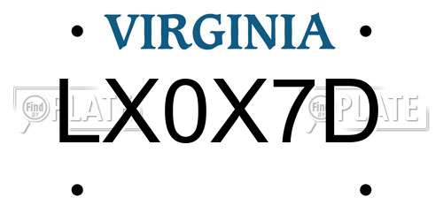 LX0X7D Virginia License Plate