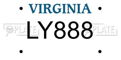 LY888 Virginia License Plate