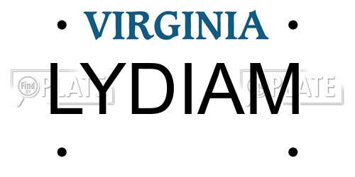 LYDIAM Virginia License Plate