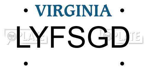 LYFSGD Virginia License Plate