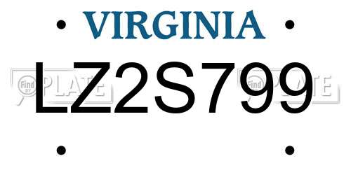 LZ2S799 Virginia License Plate