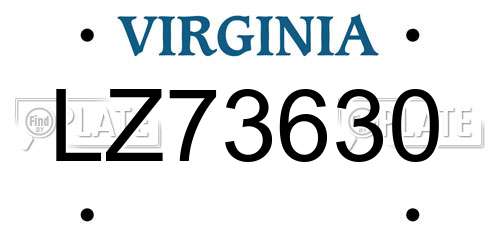 LZ73630 Virginia License Plate