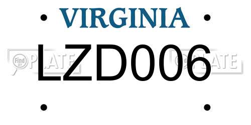 LZD006 Virginia License Plate