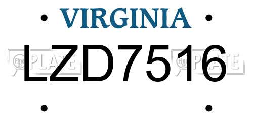 LZD7516 Virginia License Plate