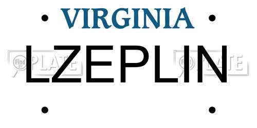 LZEPLIN Virginia License Plate