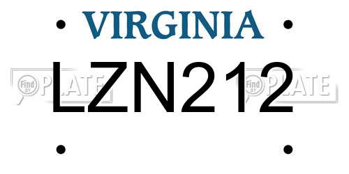 LZN212 Virginia License Plate