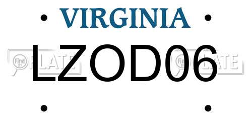 LZOD06 Virginia License Plate