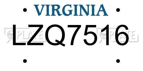 LZQ7516 Virginia License Plate