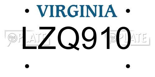 LZQ910 Virginia License Plate