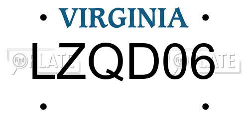 LZQD06 Virginia License Plate