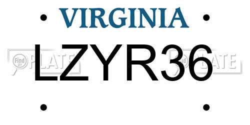 LZYR36 Virginia License Plate