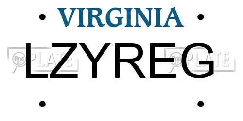 LZYREG Virginia License Plate