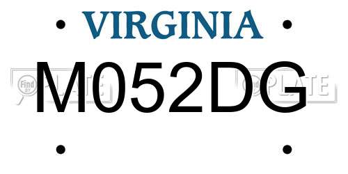 M052DG Virginia License Plate